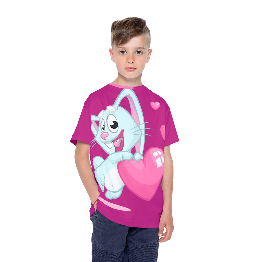 Kids Jersey — Cute Blue Bunny Holding Heart All-Over Print