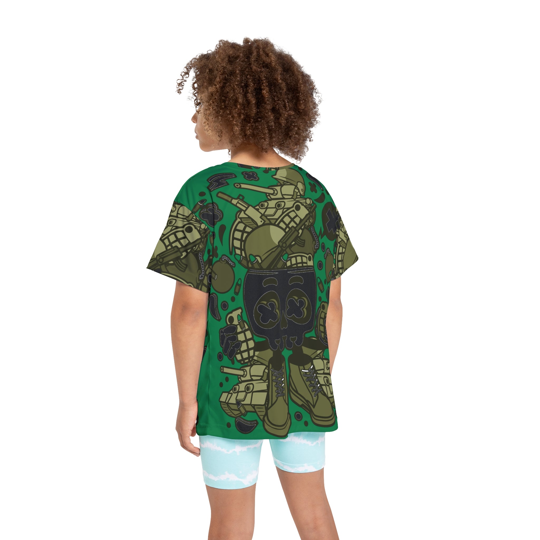 Kids Jersey — Green Tactical Cartoon All-Over Print