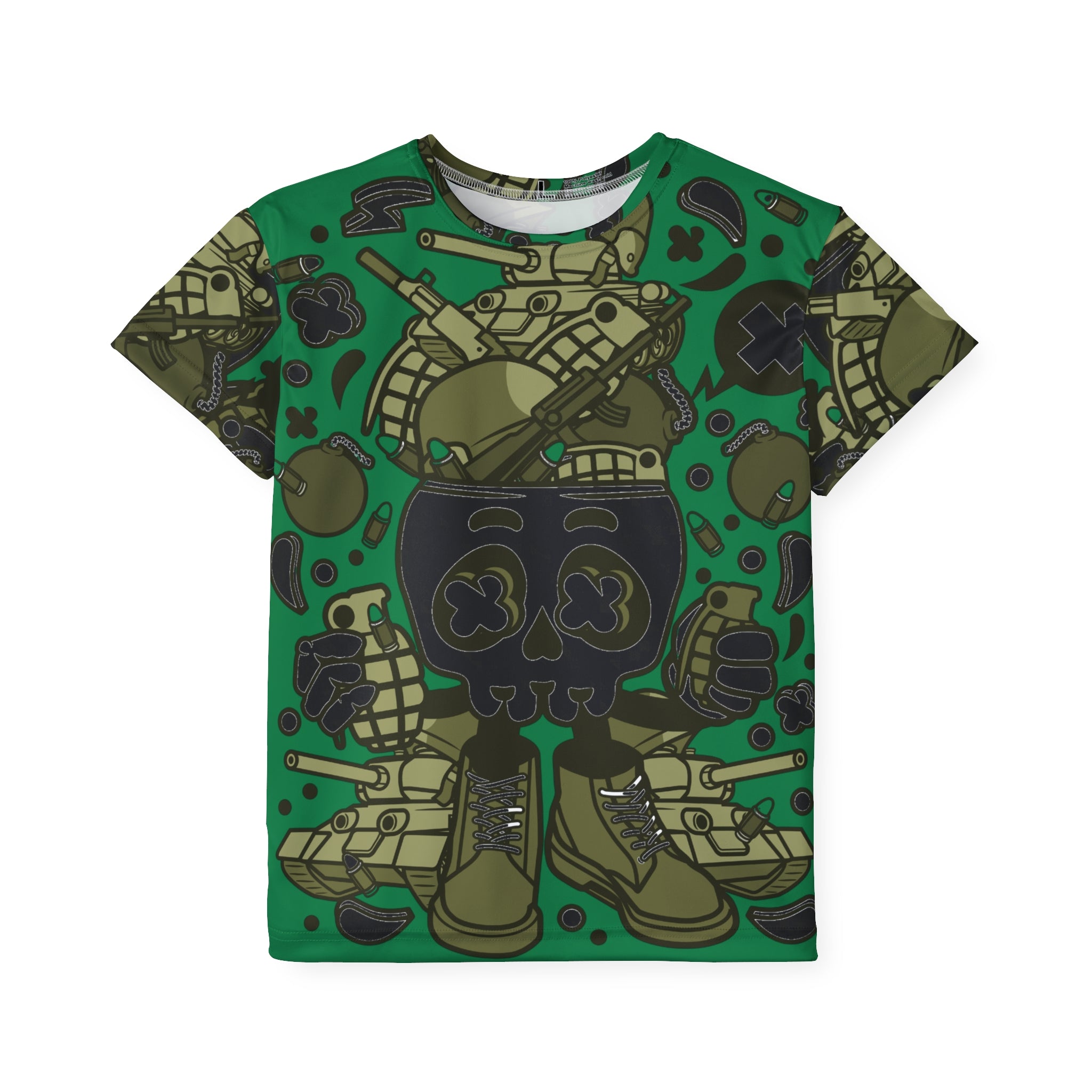 Kids Jersey — Green Tactical Cartoon All-Over Print