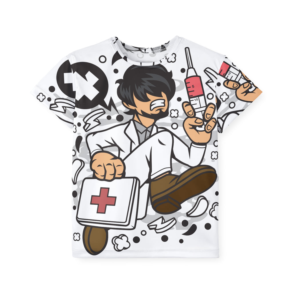 Kids Medical Nurse Cartoon Jersey — All-Over Print Pediatric Doctor Tee