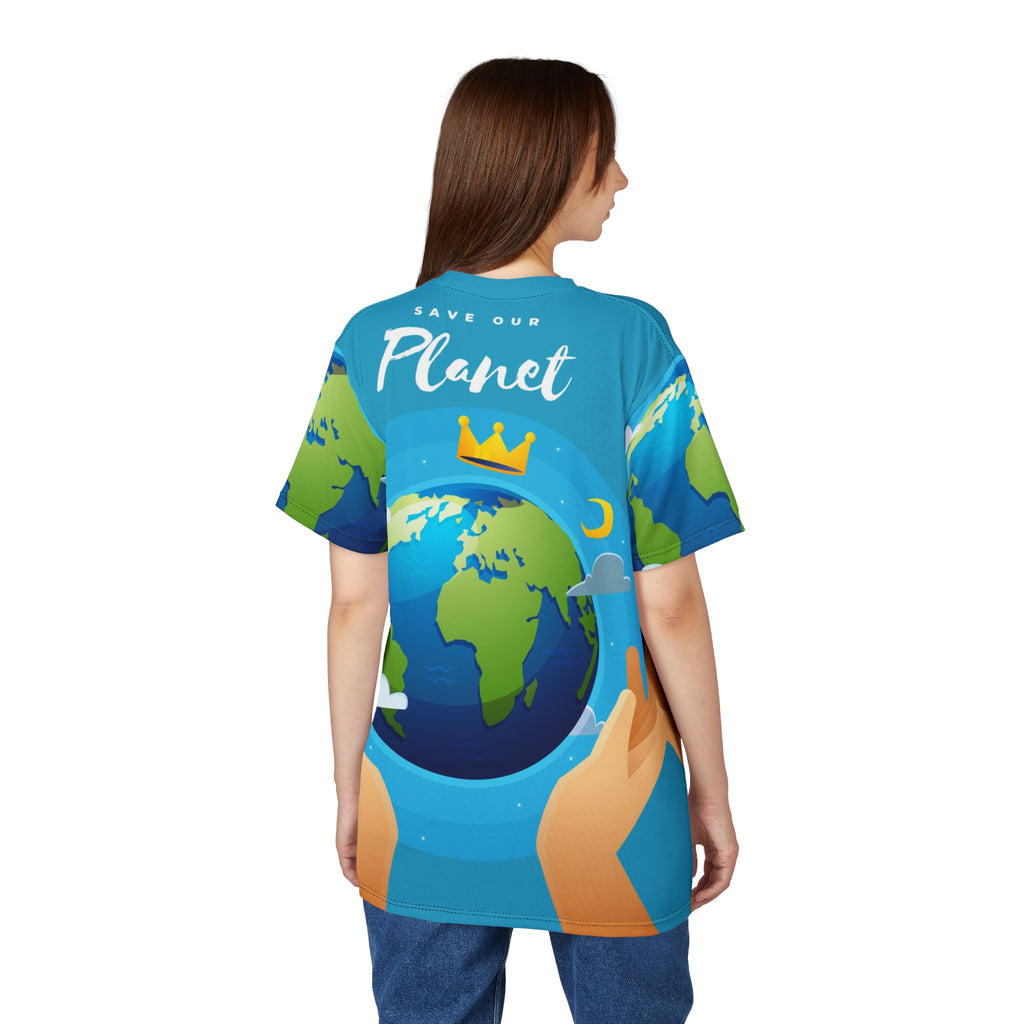 Planet Crown Graphic Tee – Earth Lover All-Over Print Shirt