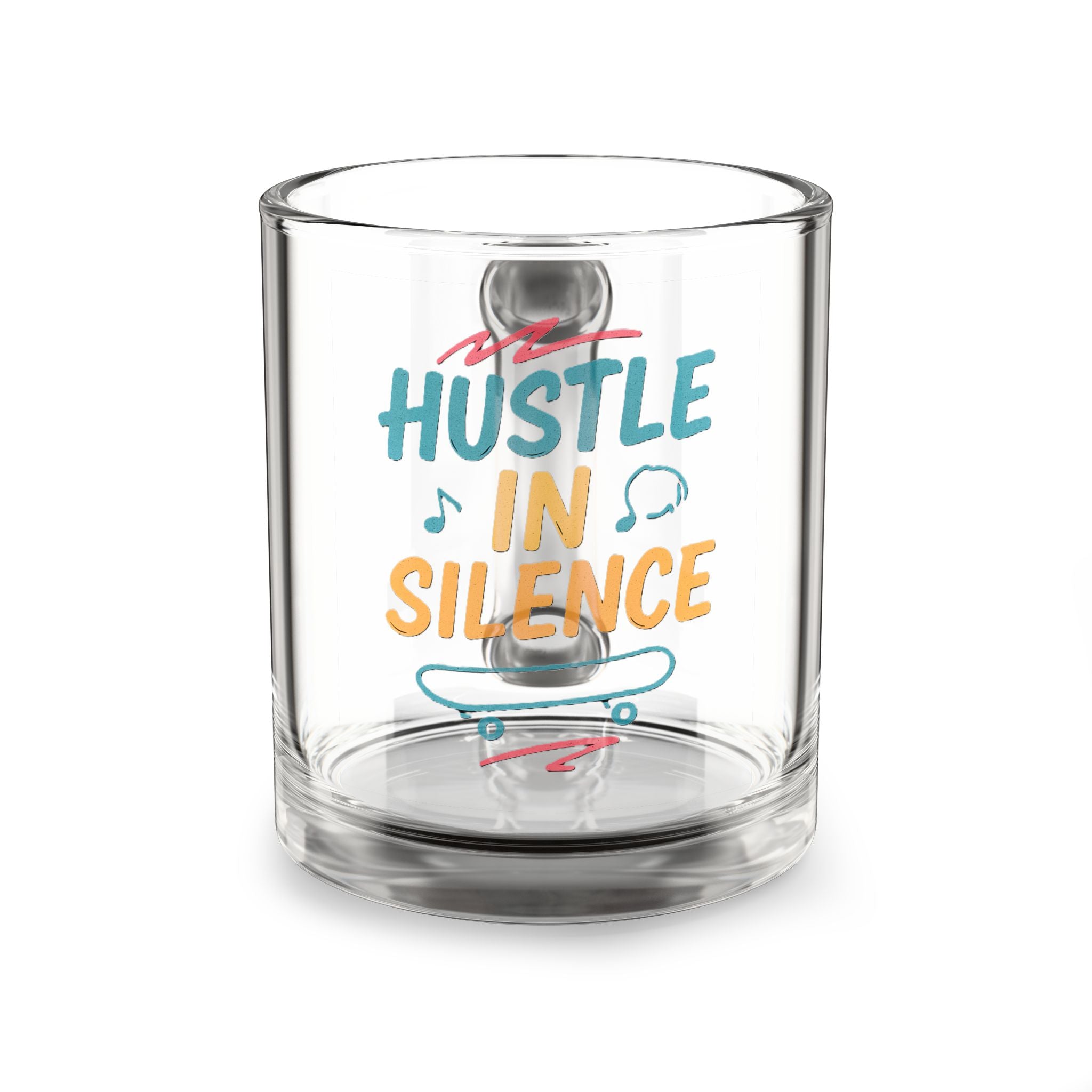 Glass Mug — "Hustle in Silence" Motivational 10oz Coffee Mug