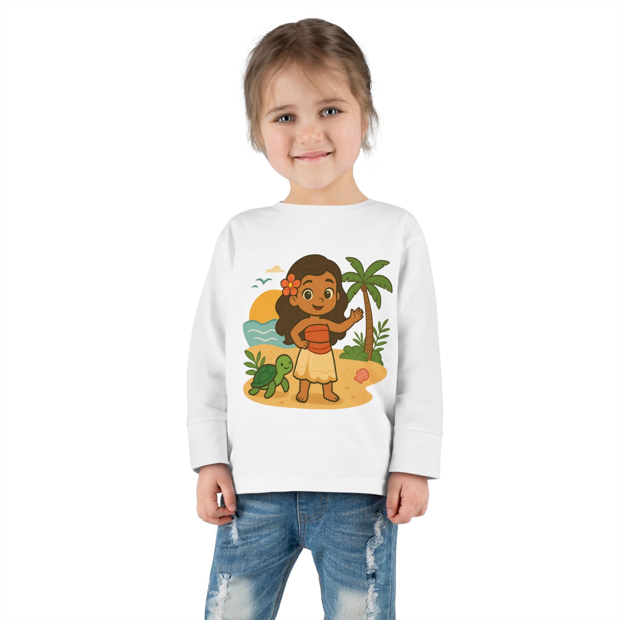 Tropical Toddler Tee, Cute Kids Shirt, Beach Vibes Long Sleeve Top, Summer Outfit for Children, Hawaiian Theme Kids Apparel