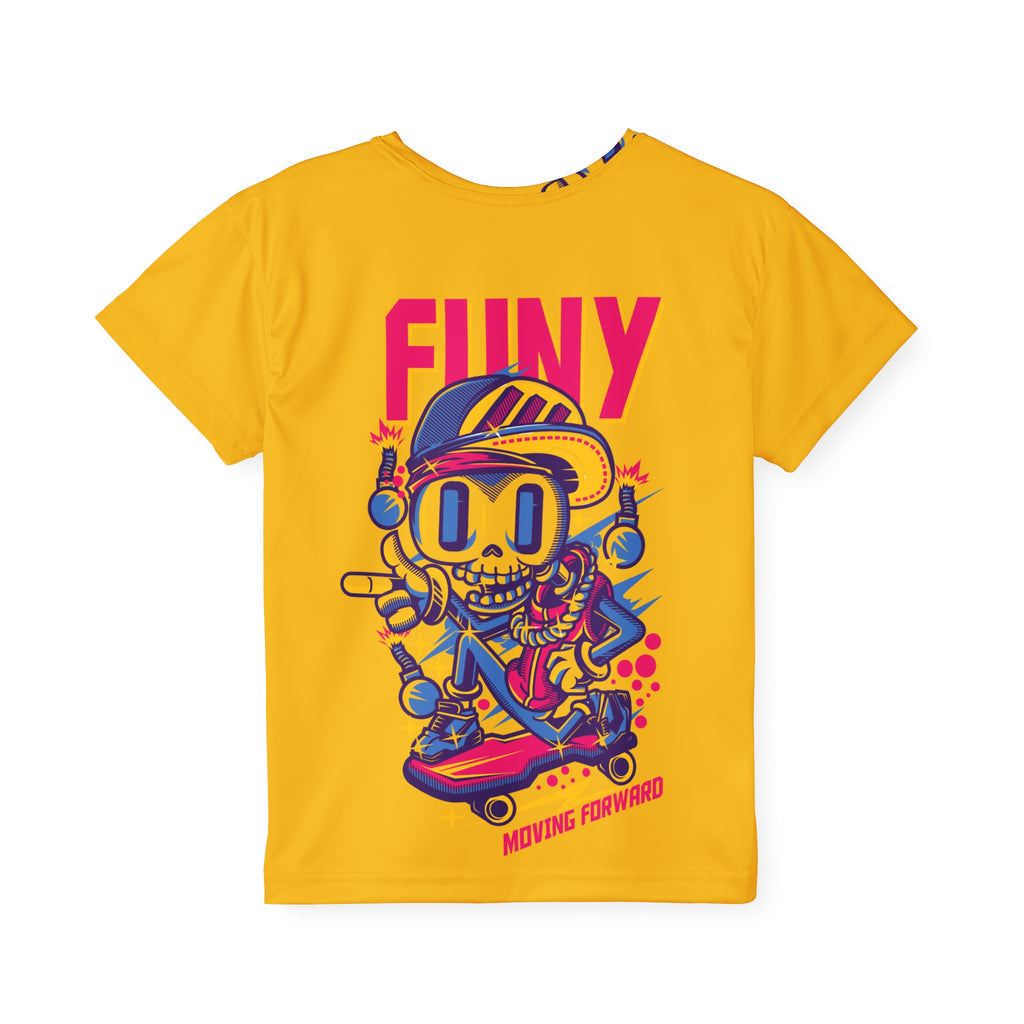 Kids Skateboard Jersey - FUNY Skull Skater "Moving Forward" Graphic Tee