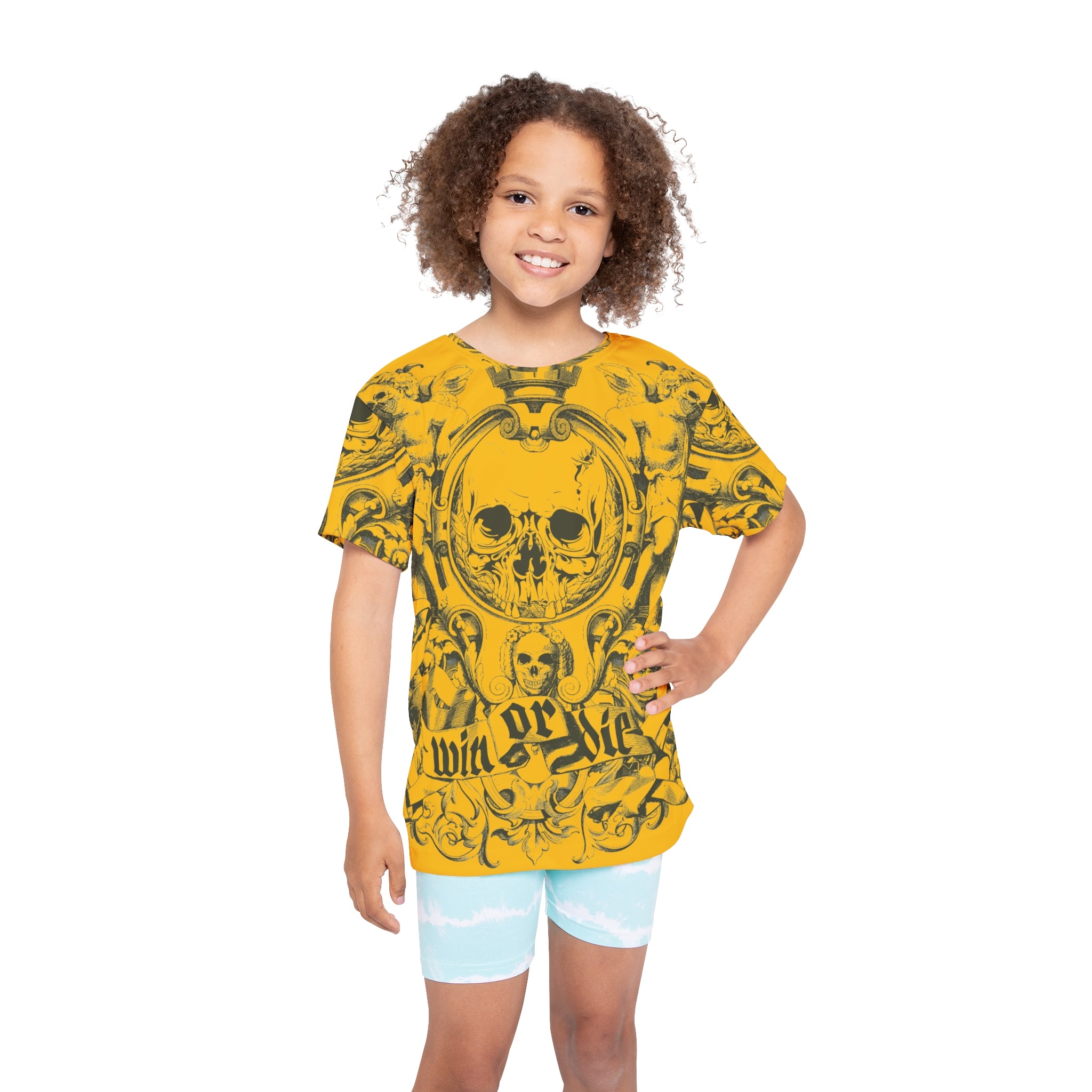 Kids Skull Jersey — "Win or Die" Graphic All-Over Print