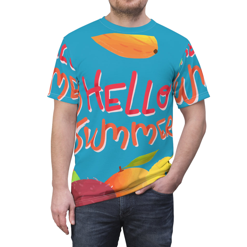 Hello Summer Tee — Tropical Fruit All-Over Print T-Shirt