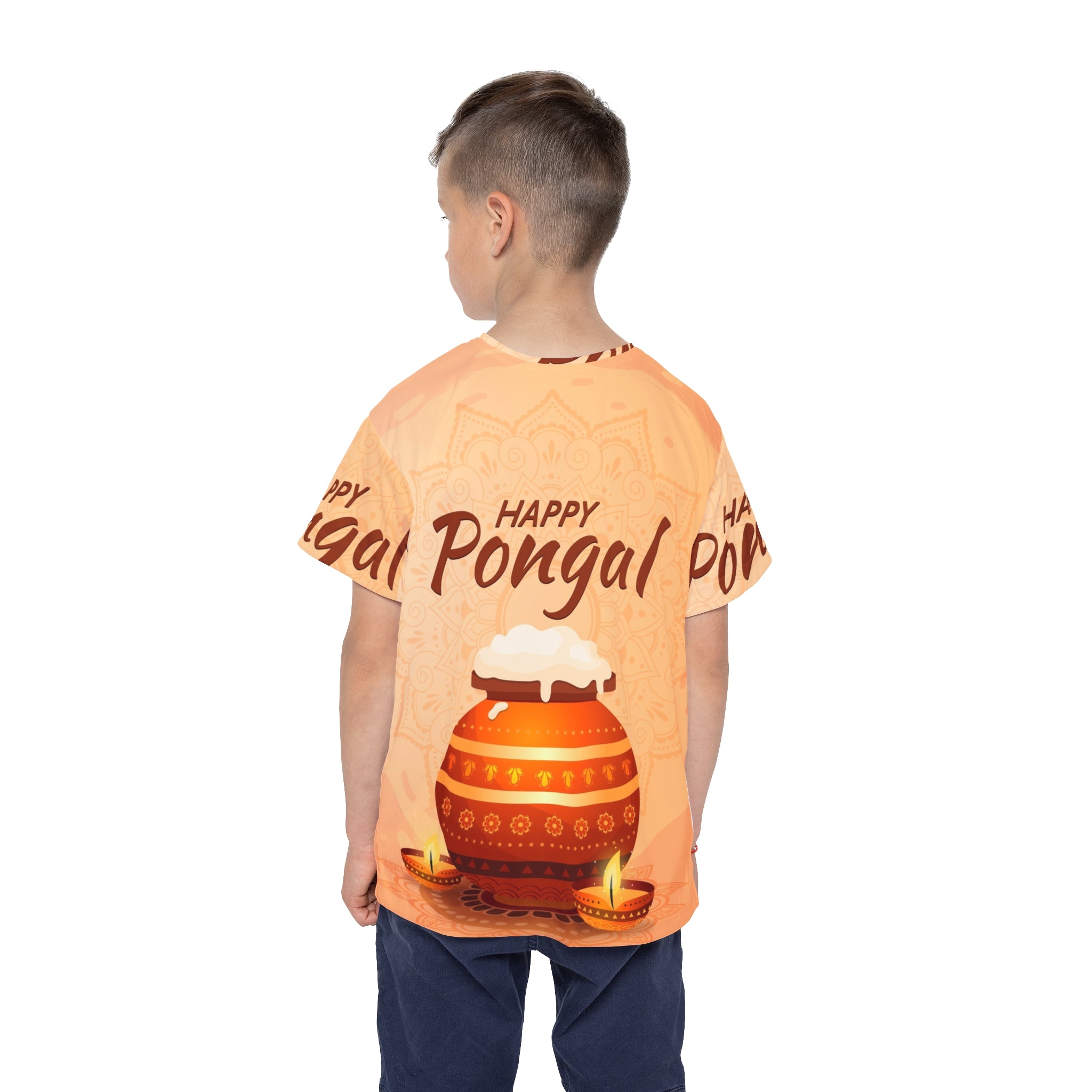 Happy Pongal Kids Jersey – Festive Rice Pot & Diyas All-Over Print