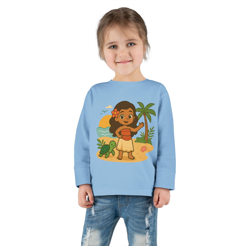 Tropical Toddler Tee, Cute Kids Shirt, Beach Vibes Long Sleeve Top, Summer Outfit for Children, Hawaiian Theme Kids Apparel