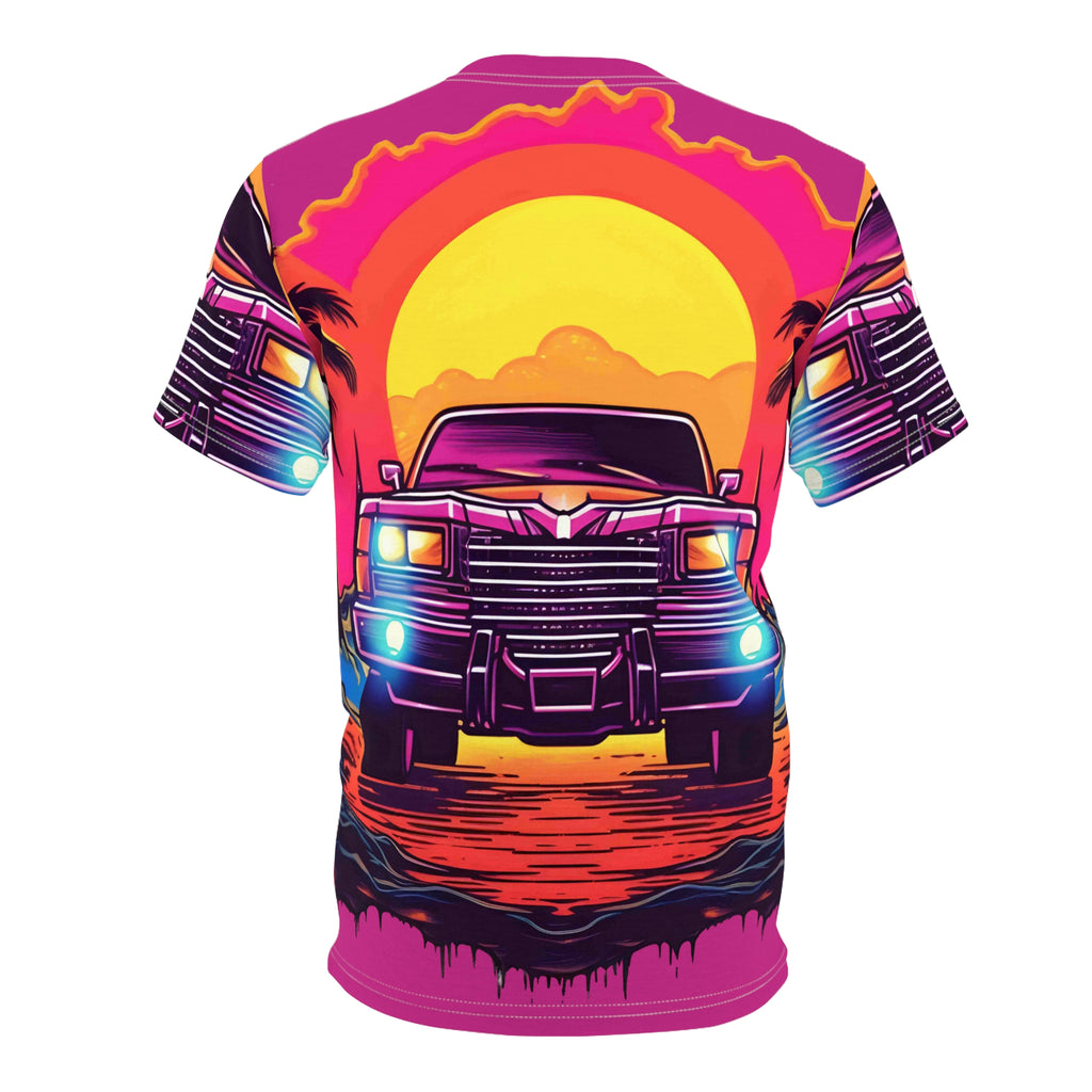 Retro Sunset Graphic Tee - Unisex AOP T-Shirt