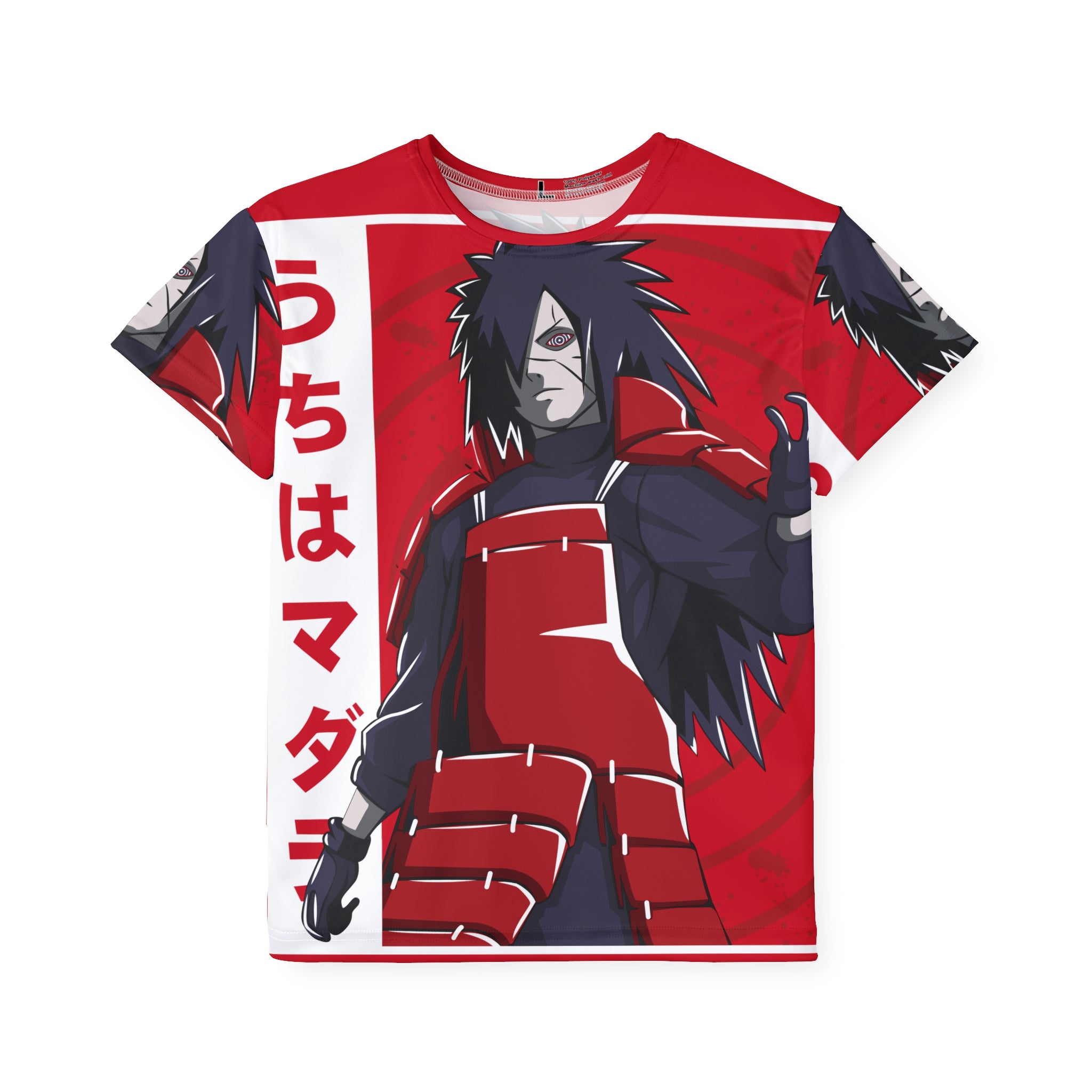 Kids Anime Madara Uchiha Jersey — Red All-Over-Print Sports Tee