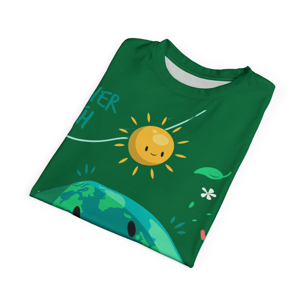 Earth Day Cute Planet T‑Shirt — Smiling Globe All‑Over Print Tee