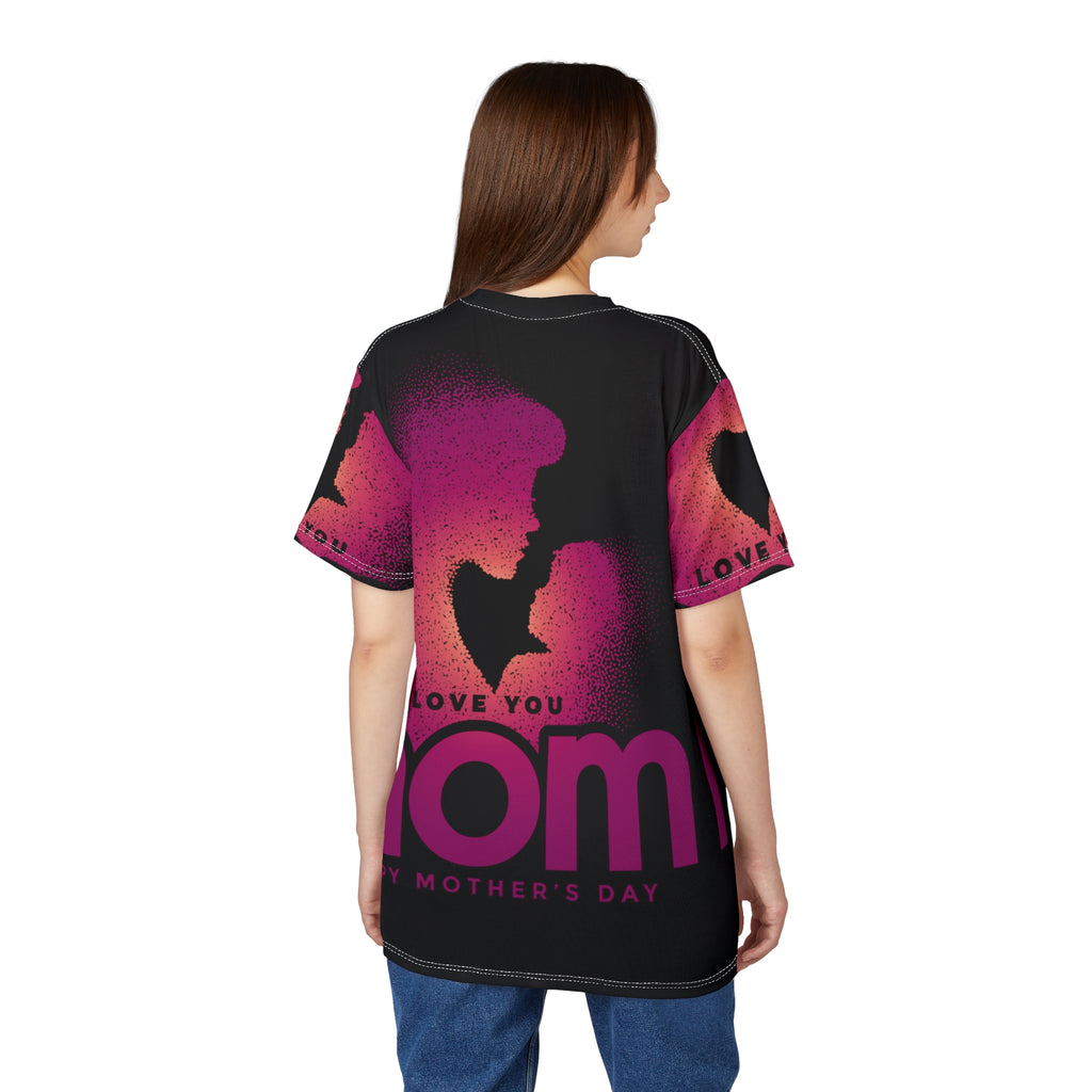 Mother's Day Tee — "Love You Mom" Graphic All-Over Print Shirt