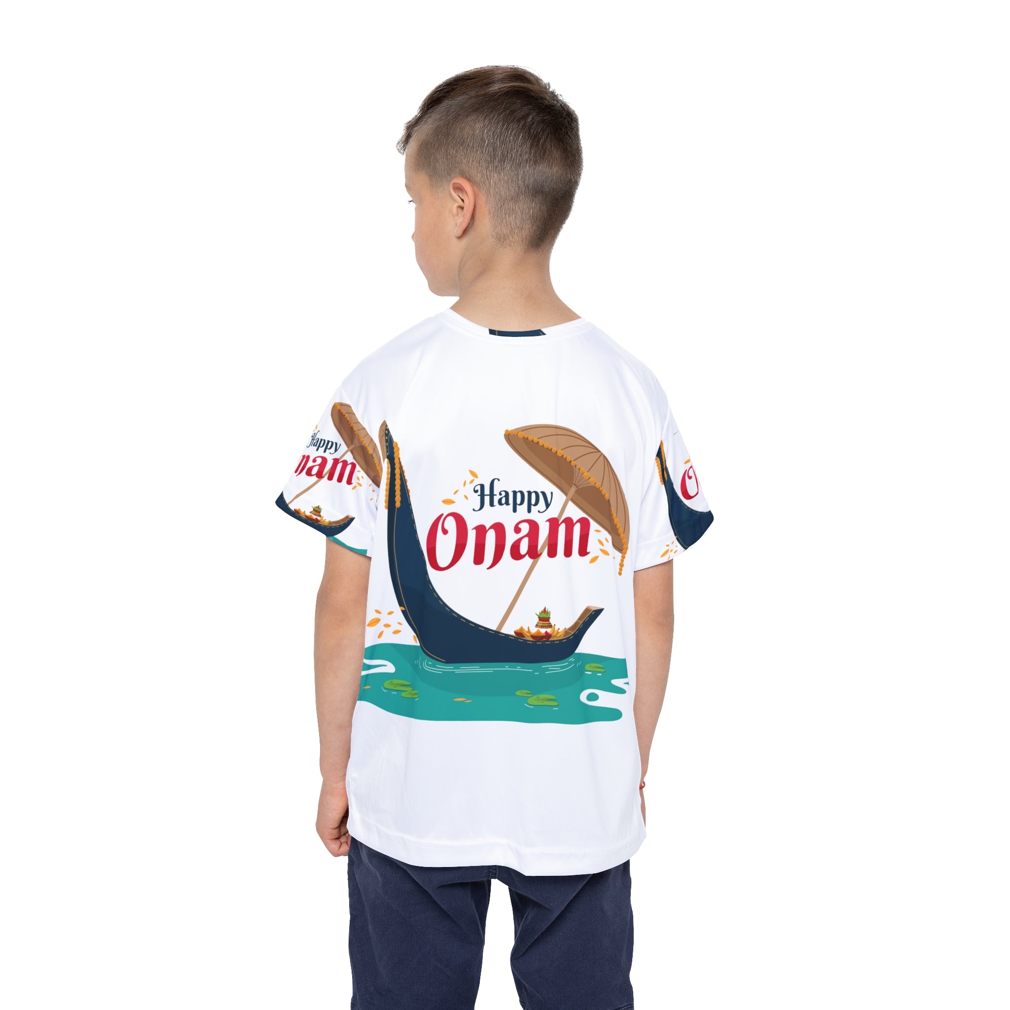 Happy Onam Kids Jersey – Festive Boat Race AOP Tee