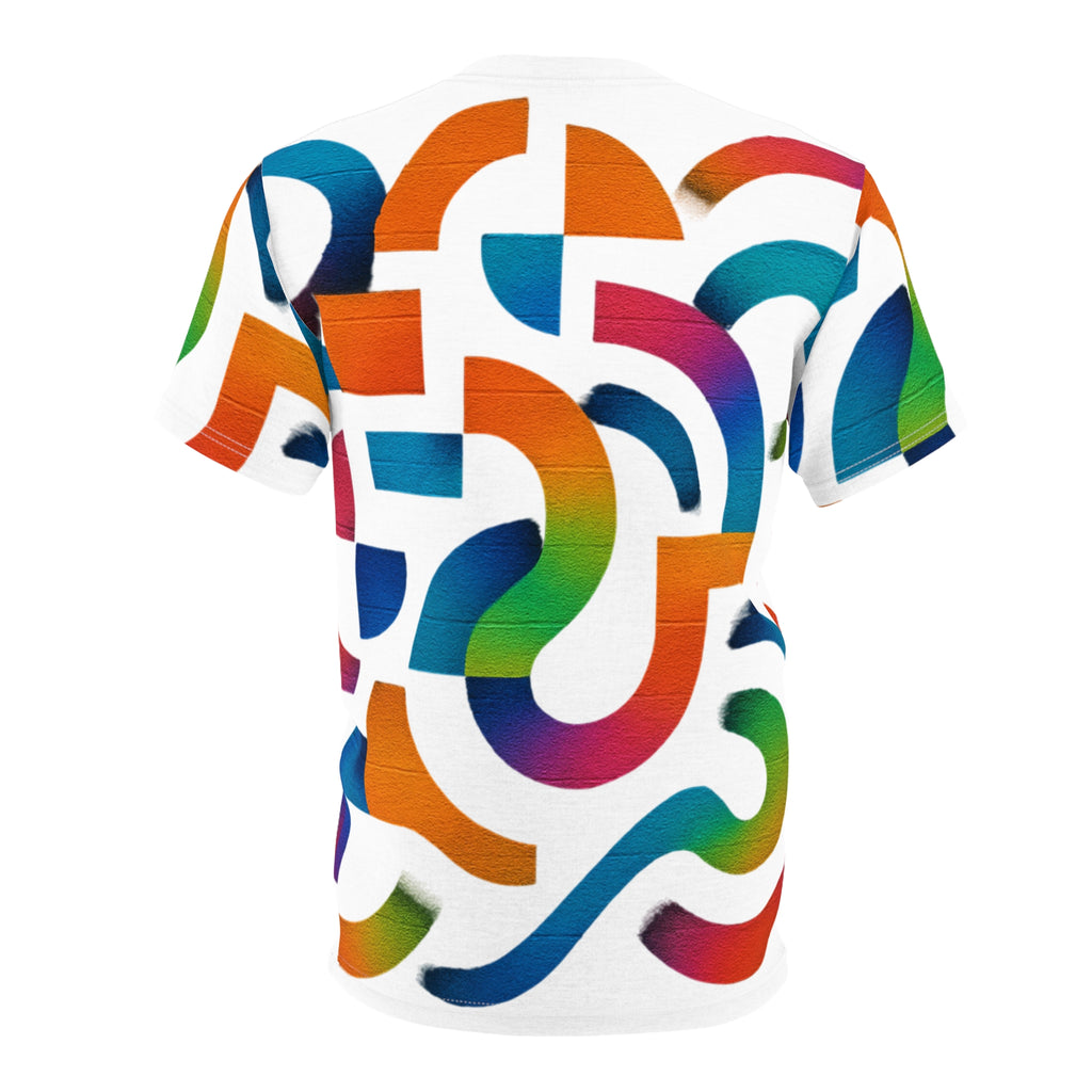 Abstract Rainbow Maze Tee — All-Over Print Colorful Graphic T-Shirt