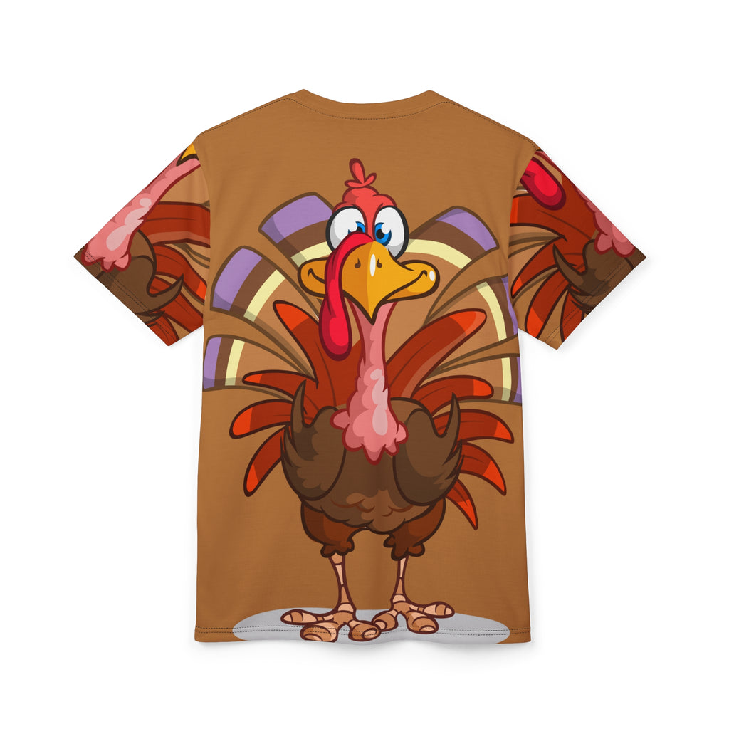 Turkey Cartoon All-Over Print Tee — Funny Thanksgiving Turkey Shirt