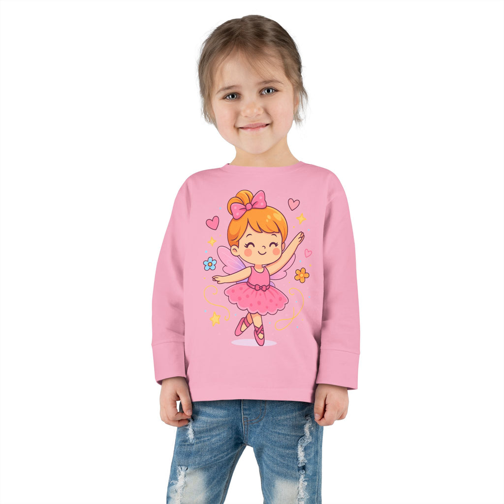 Cute Ballerina Toddler Long Sleeve Tee, Kids Dance Shirt, Toddler Gift, Ballet Costume Tee, Toddler Apparel for Birthdays, Dance Class