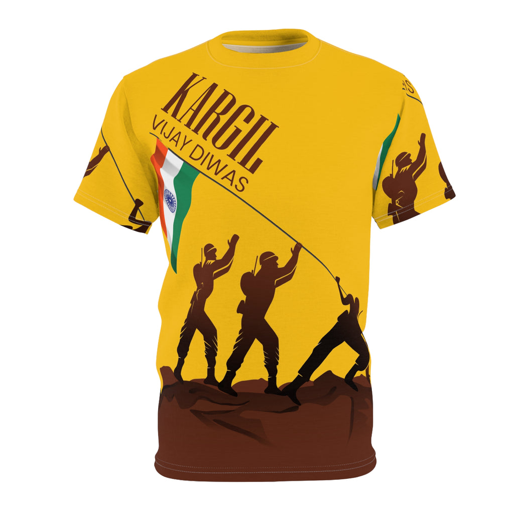 Kargil Vijay Diwas Tribute Tee — Indian Flag Soldiers All-Over Print