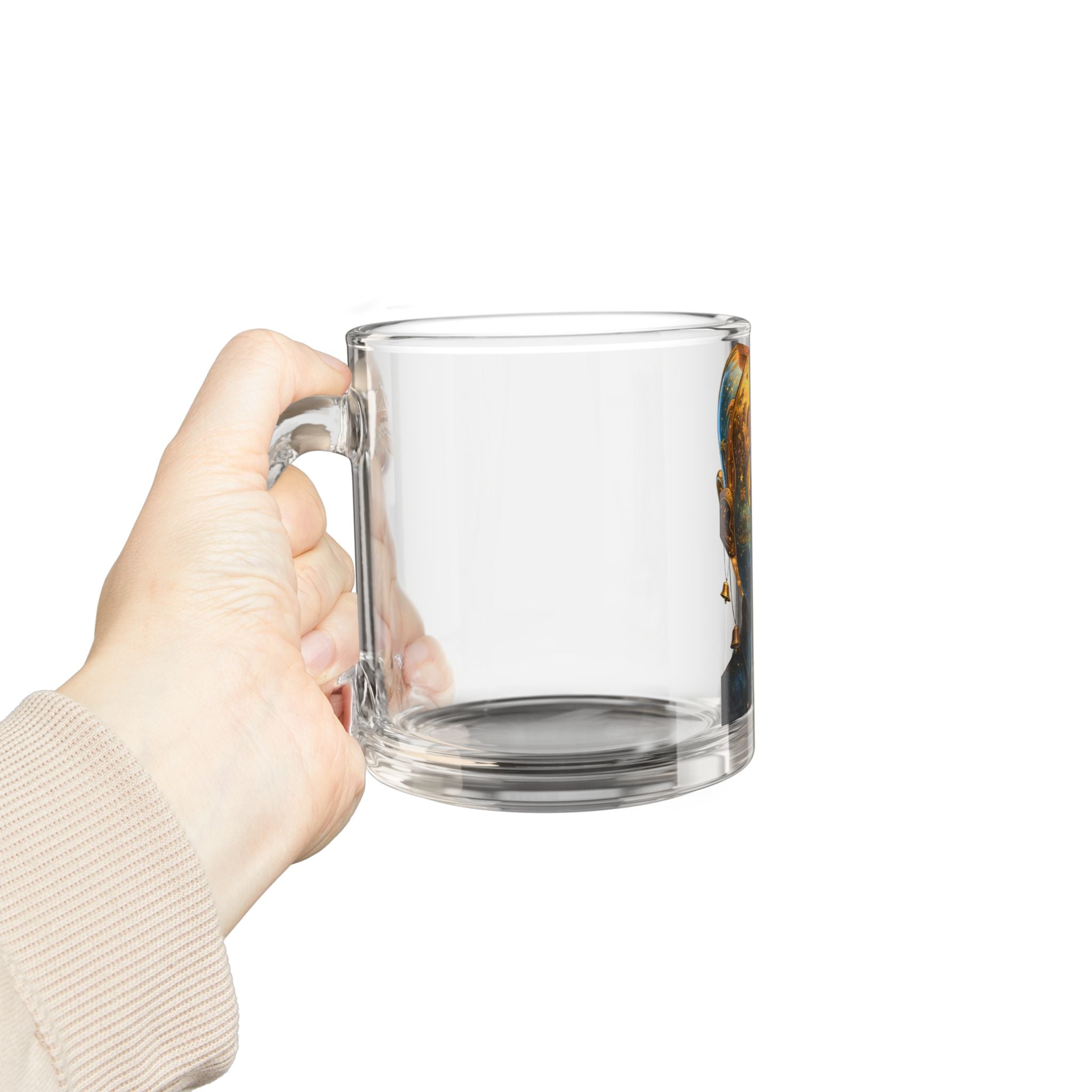 Glass Mug — Surreal Portrait Collage Art Glass Coffee Cup (10 oz)