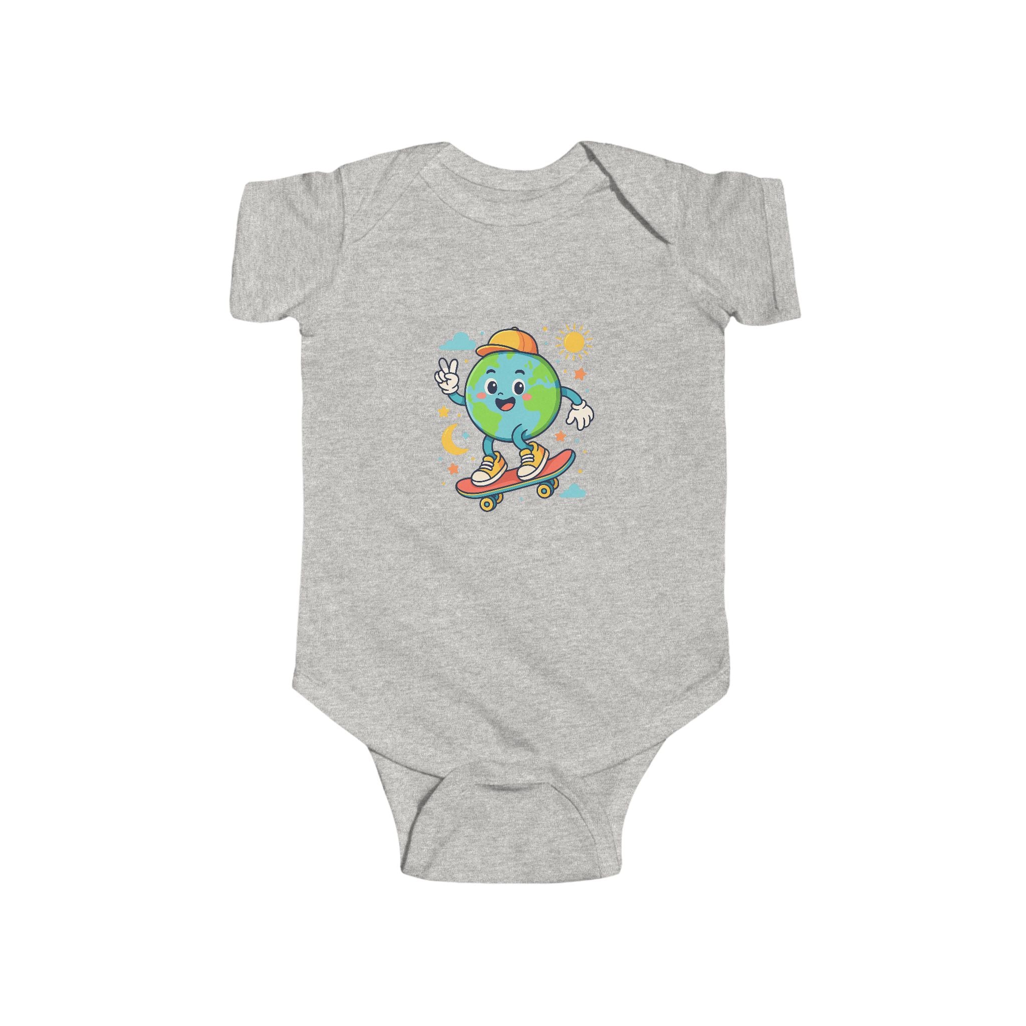 Skateboarding Earth Infant Bodysuit - Cute Baby Outfit, Eco-Friendly Gift, Toddler Apparel, Birthday Gift, New Parent Essentials