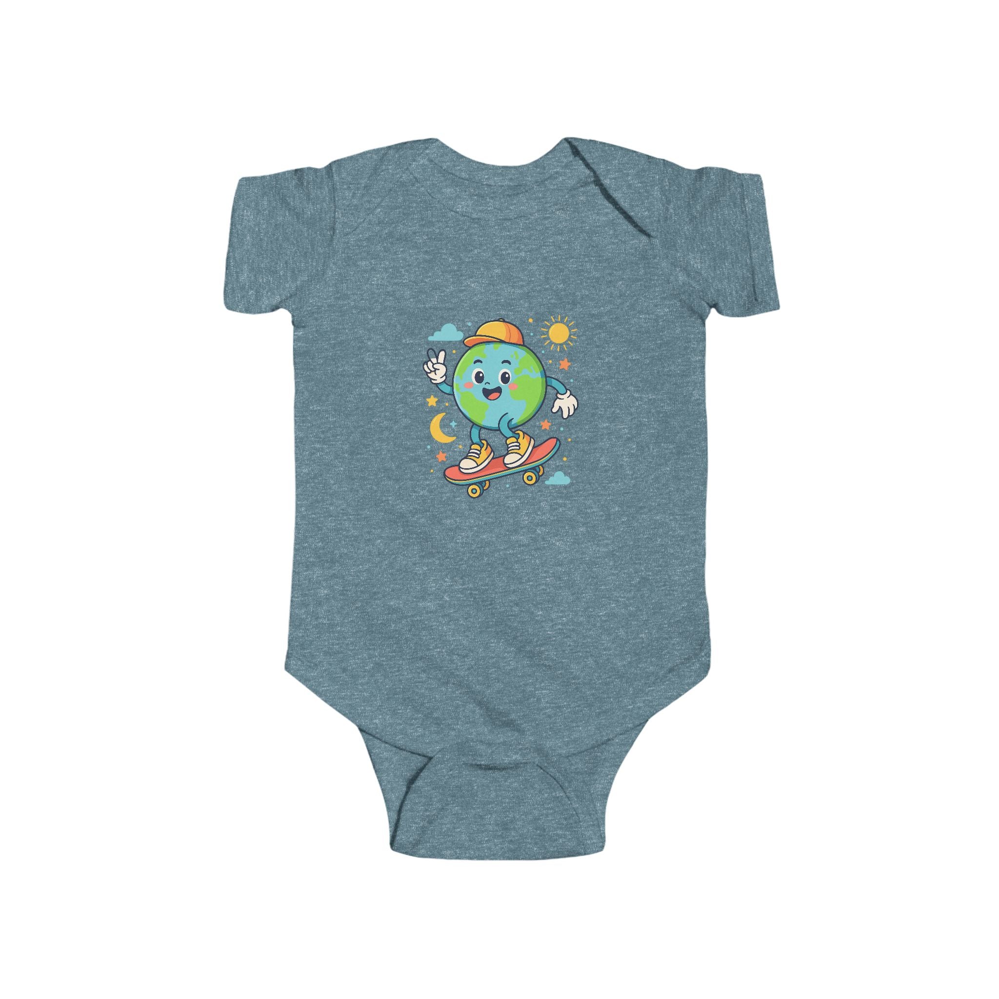 Skateboarding Earth Infant Bodysuit - Cute Baby Outfit, Eco-Friendly Gift, Toddler Apparel, Birthday Gift, New Parent Essentials