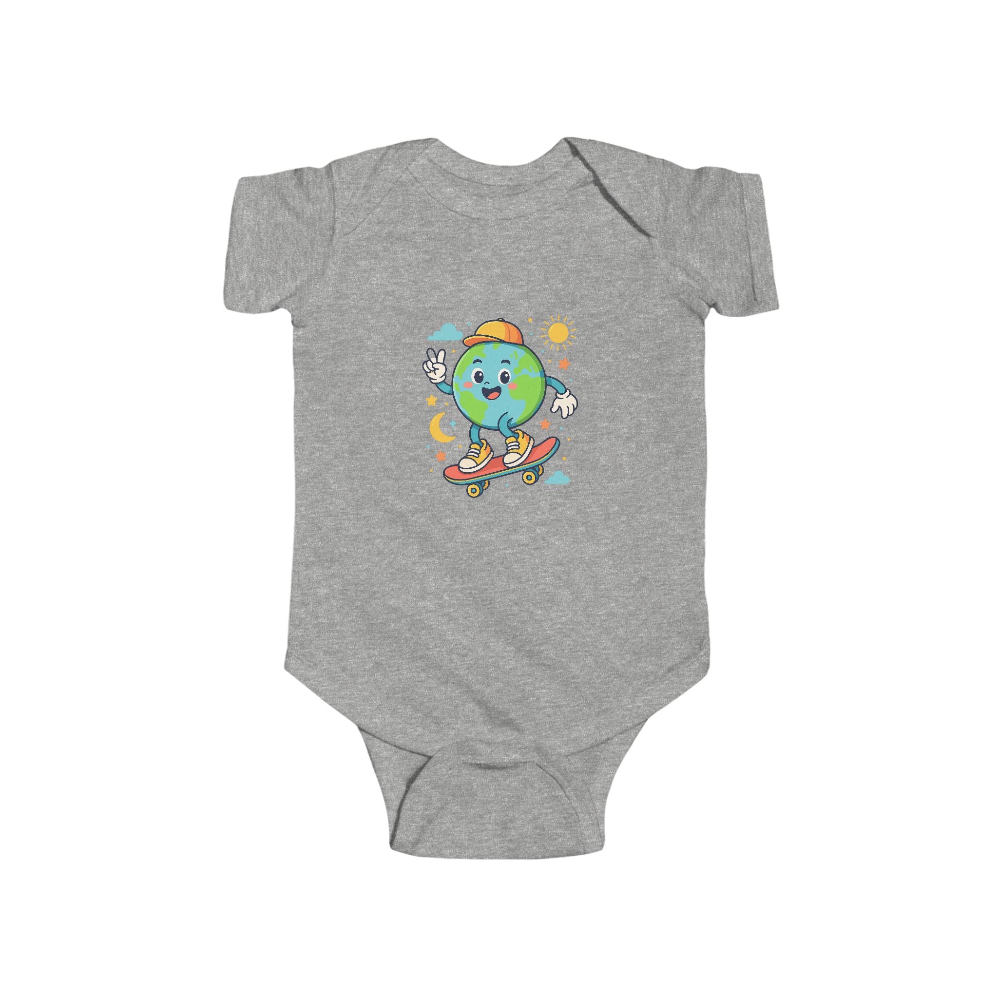 Skateboarding Earth Infant Bodysuit - Cute Baby Outfit, Eco-Friendly Gift, Toddler Apparel, Birthday Gift, New Parent Essentials