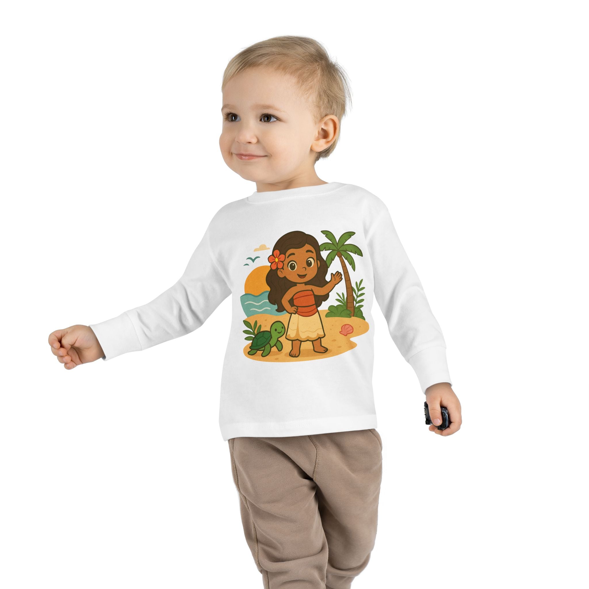Tropical Toddler Tee, Cute Kids Shirt, Beach Vibes Long Sleeve Top, Summer Outfit for Children, Hawaiian Theme Kids Apparel