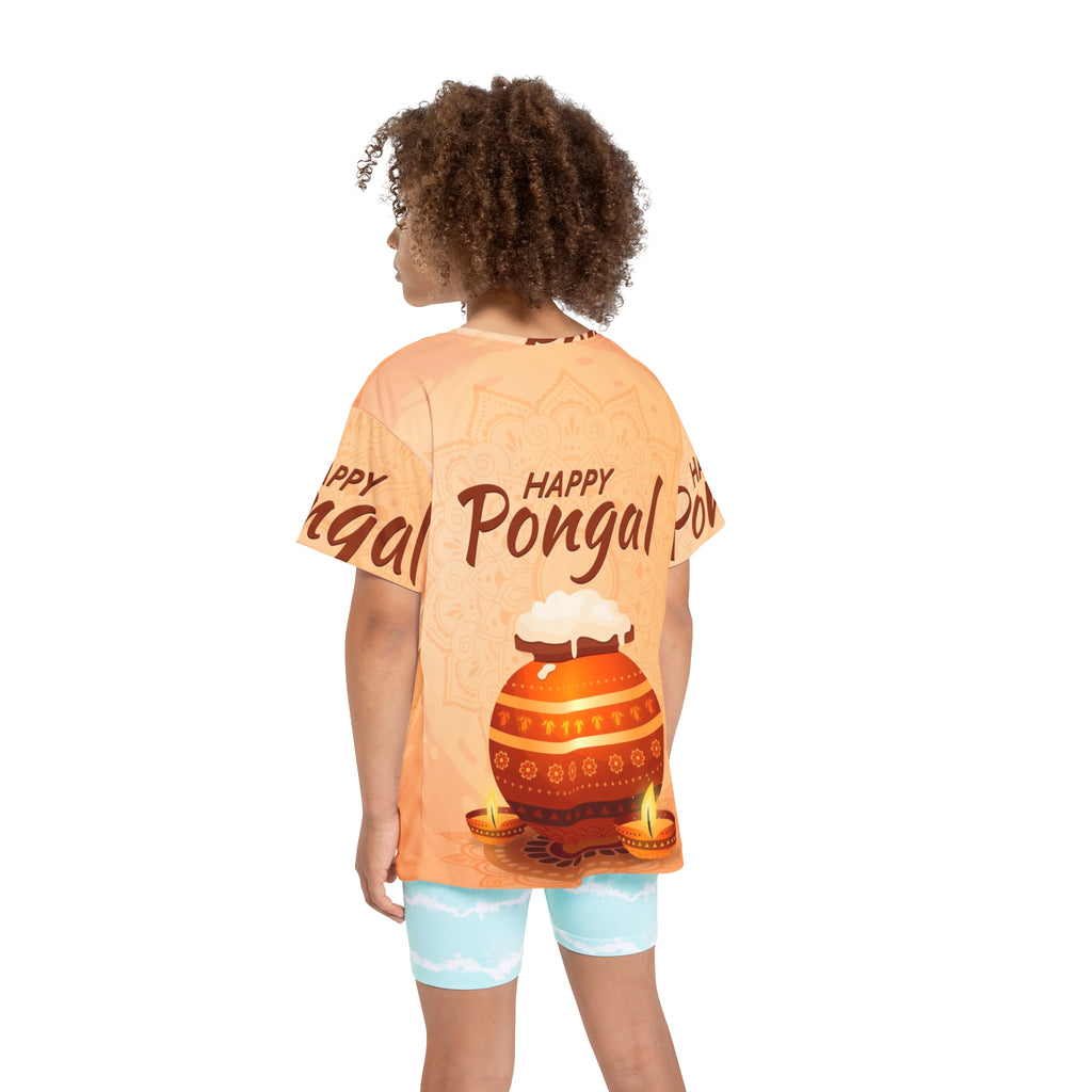 Happy Pongal Kids Jersey – Festive Rice Pot & Diyas All-Over Print