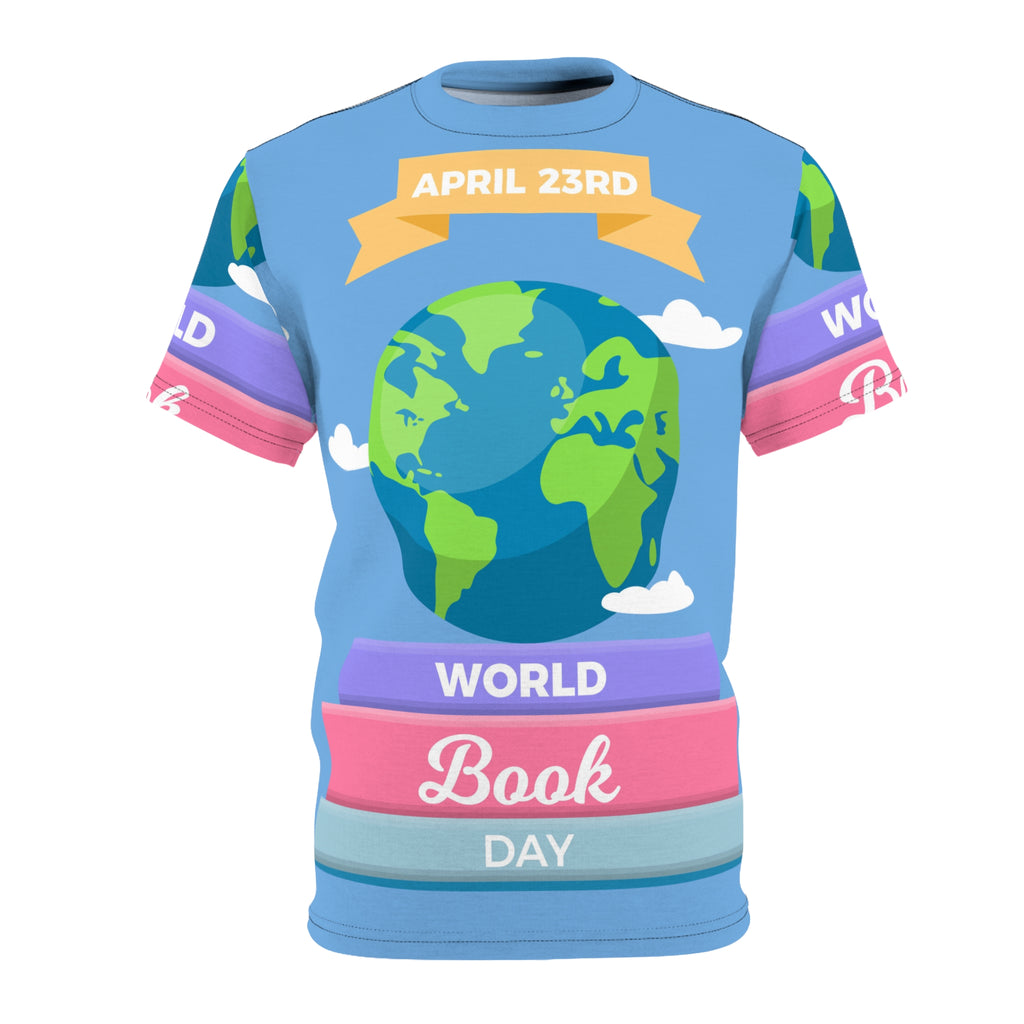 World Book Day Tee — April 23rd Illustrated Globe & Books Shirt