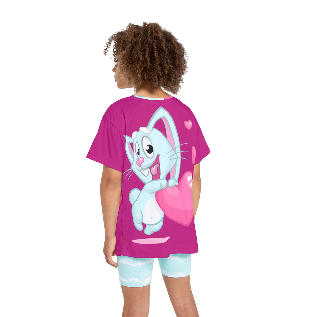 Kids Jersey — Cute Blue Bunny Holding Heart All-Over Print