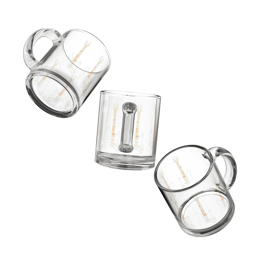 Glass Mug — Vintage Electric Guitar Pattern 10oz