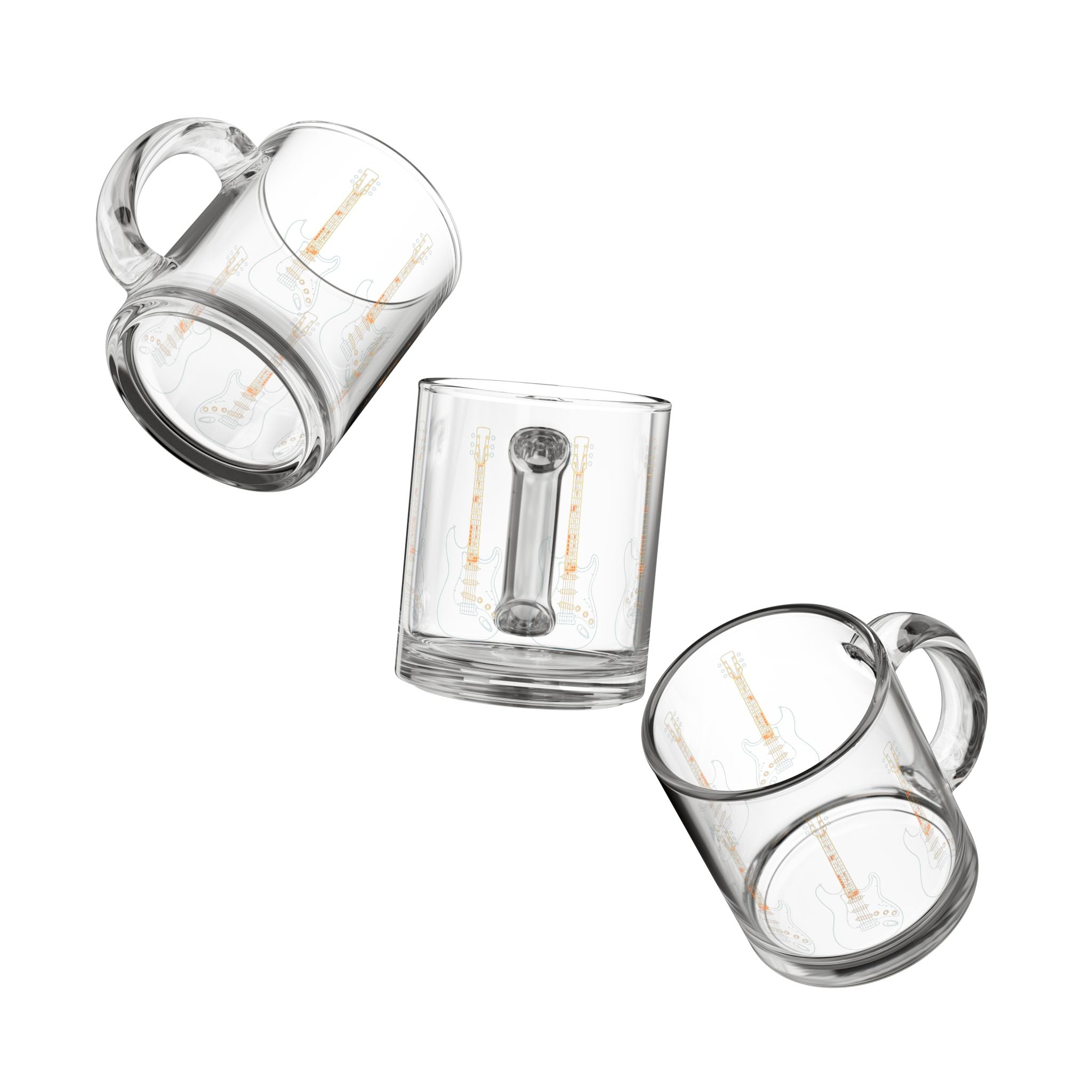 Glass Mug — Vintage Electric Guitar Pattern 10oz