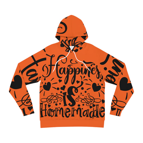 Hoodie - "Happiness is Homemade" Orange All-Over-Print Cozy Pullover