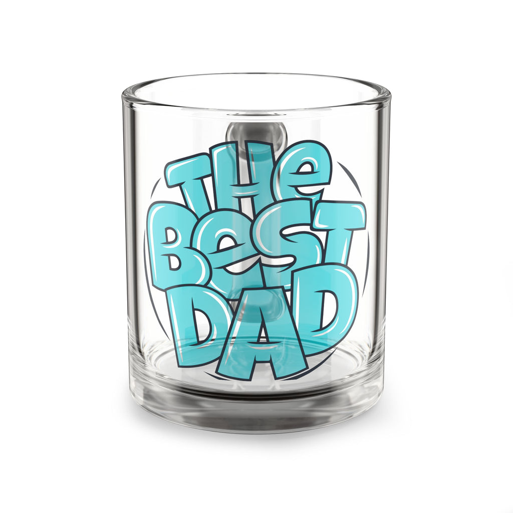 Glass Mug — "The Best Dad" Blue Lettering Coffee Cup | Father’s Day Gift