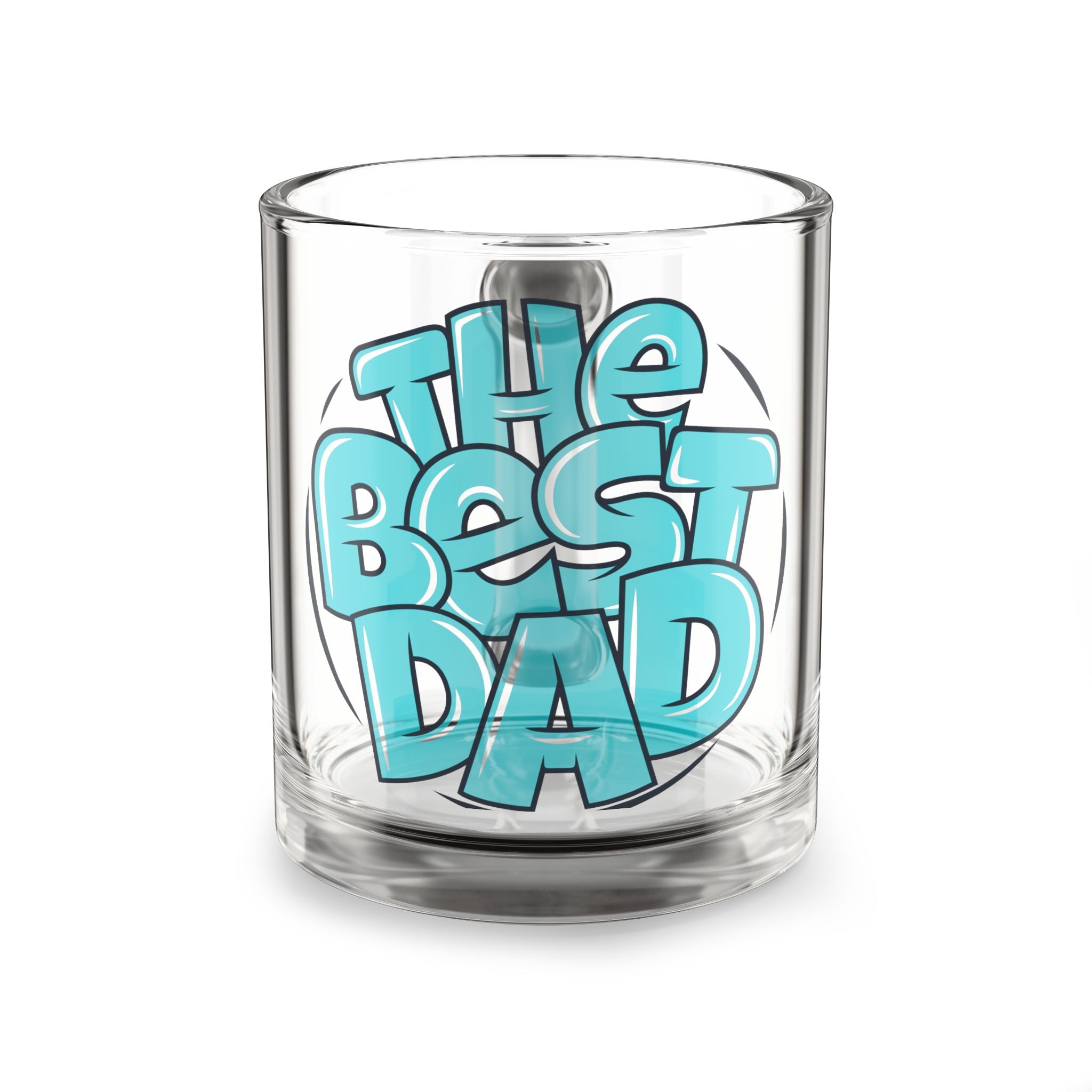 Glass Mug — "The Best Dad" Blue Lettering Coffee Cup | Father’s Day Gift