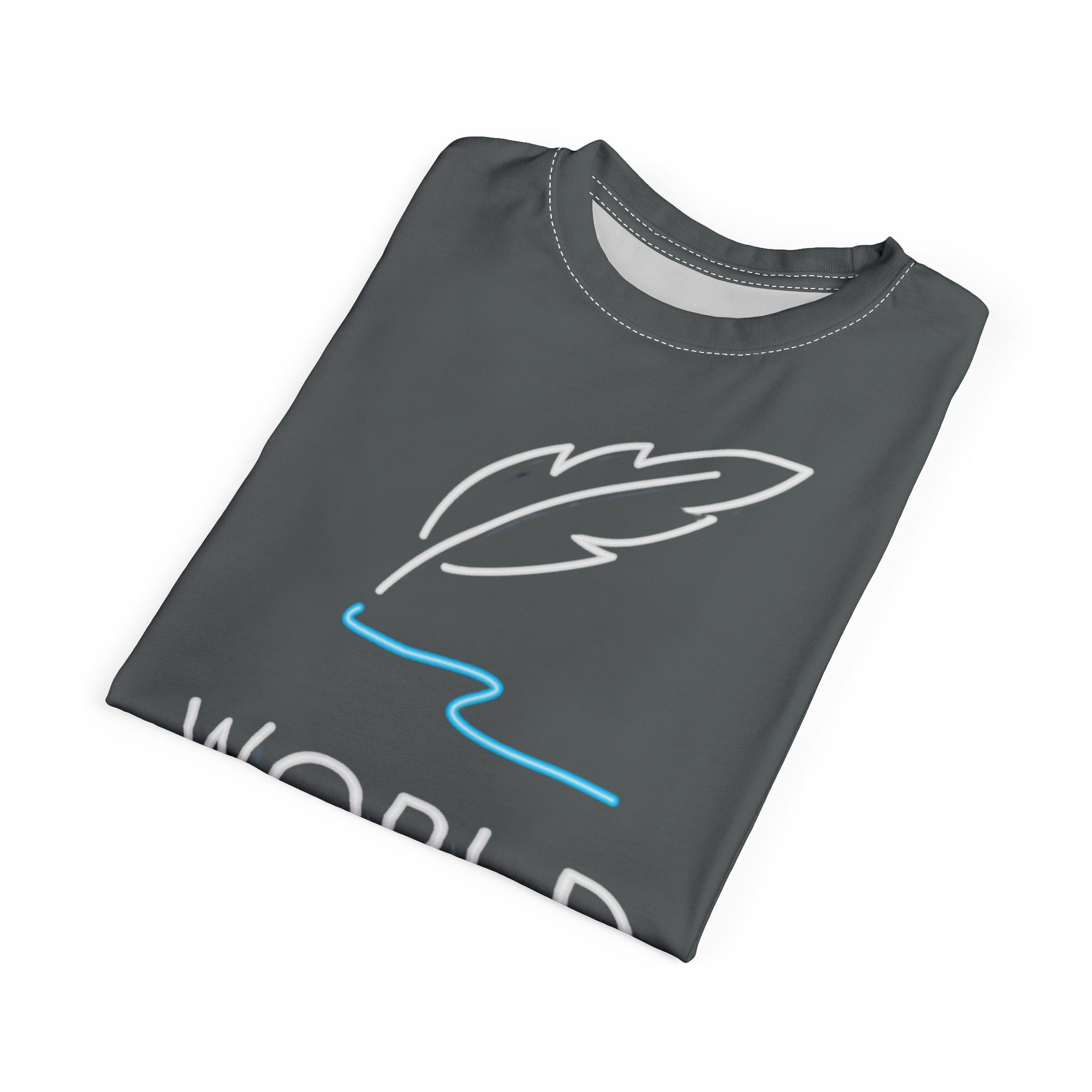 World Poetry Day Tee — Feather Quill Graphic All-Over Print