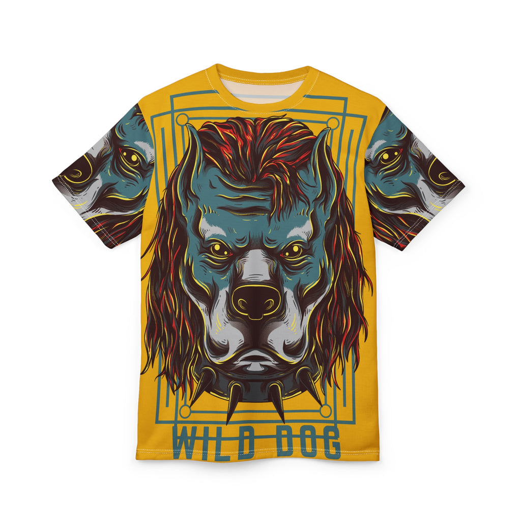 Wild Dog Graphic Tee — Bold All-Over Print Pitbull Design