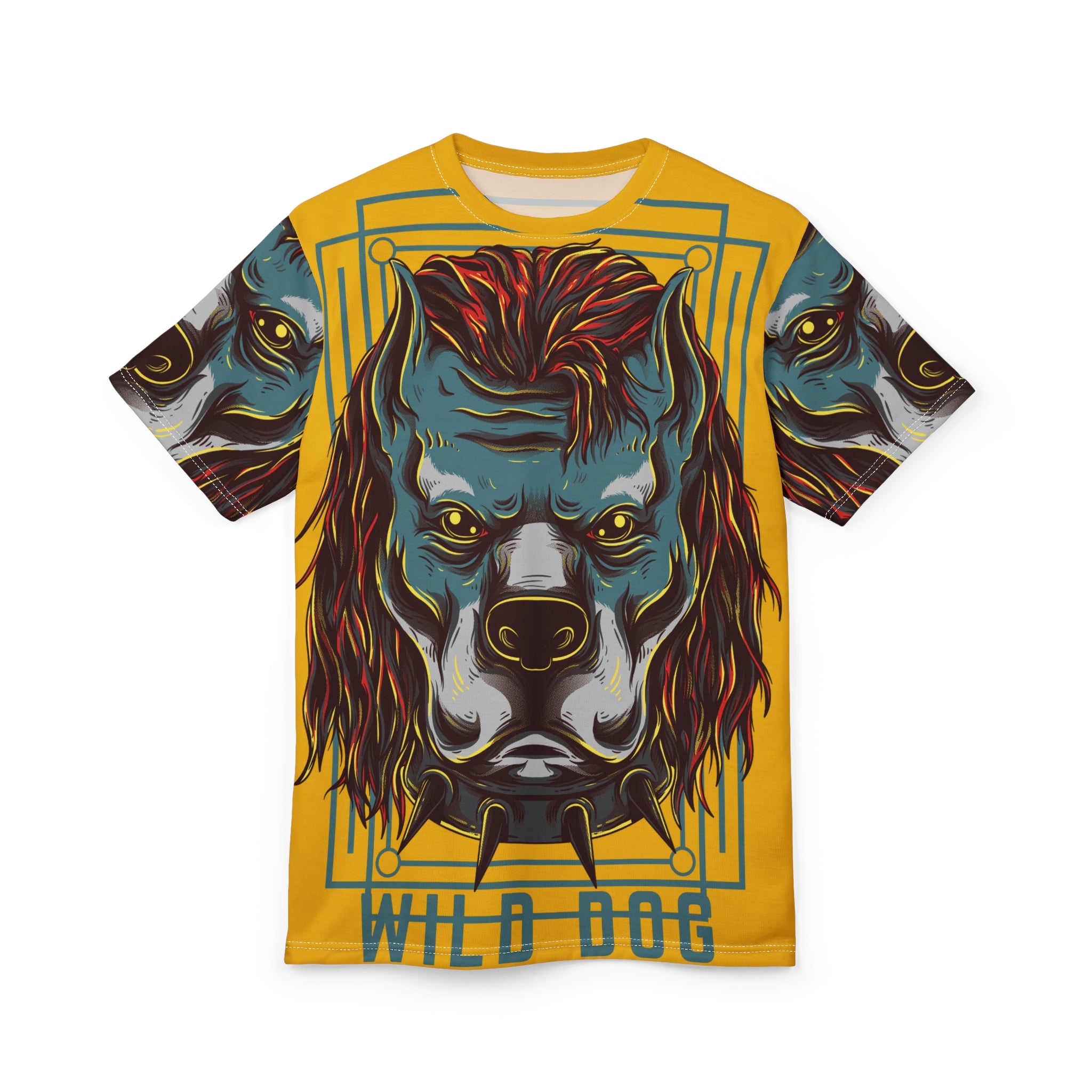 Wild Dog Graphic Tee — Bold All-Over Print Pitbull Design