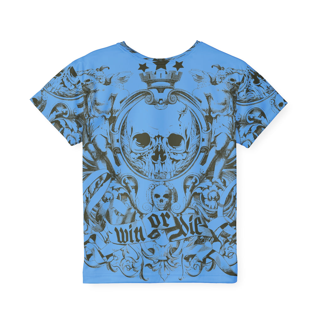 Kids Jersey — Blue Skull 'Win or Die' All-Over Print