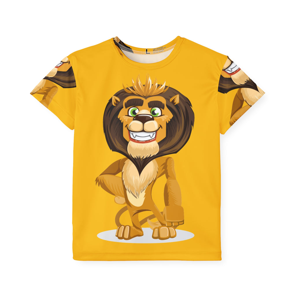 Kids Lion Sports Jersey — Yellow All-Over Print Athletic Tee