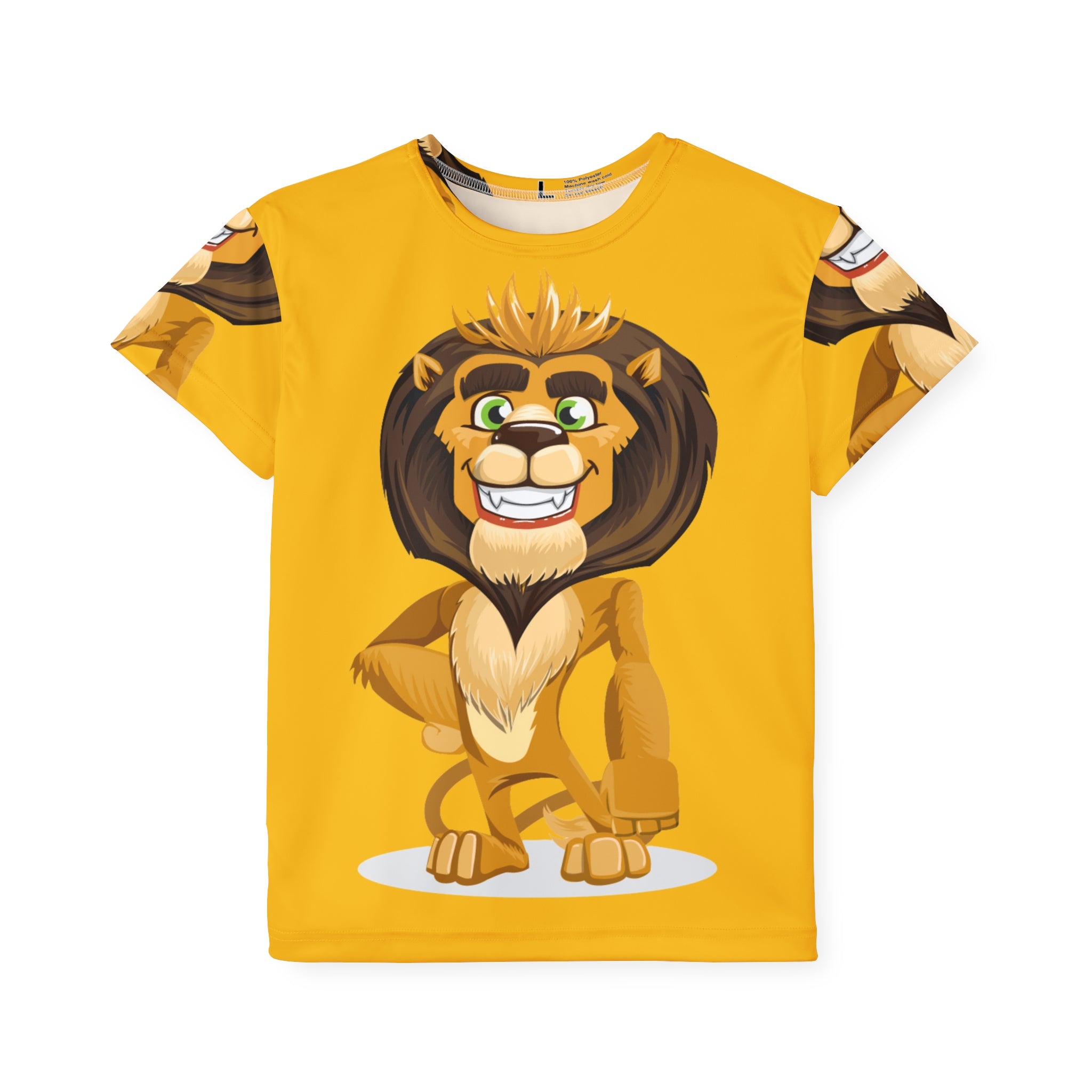 Kids Lion Sports Jersey — Yellow All-Over Print Athletic Tee