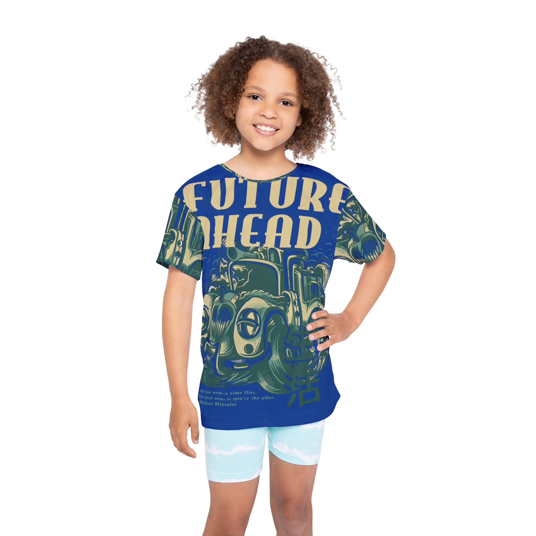 Kids Jersey — "Future Ahead" Vintage Car Graphic All-Over Print