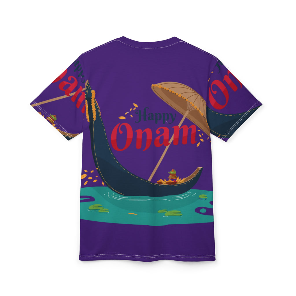 Happy Onam Tee — Decorative Boat & Parasol Kerala Festival T-Shirt