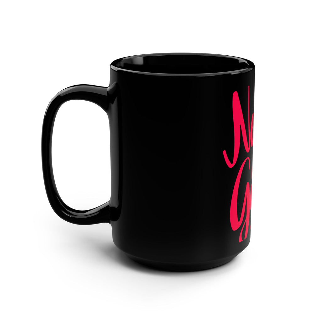Never Give Up Black 15oz Motivational Mug