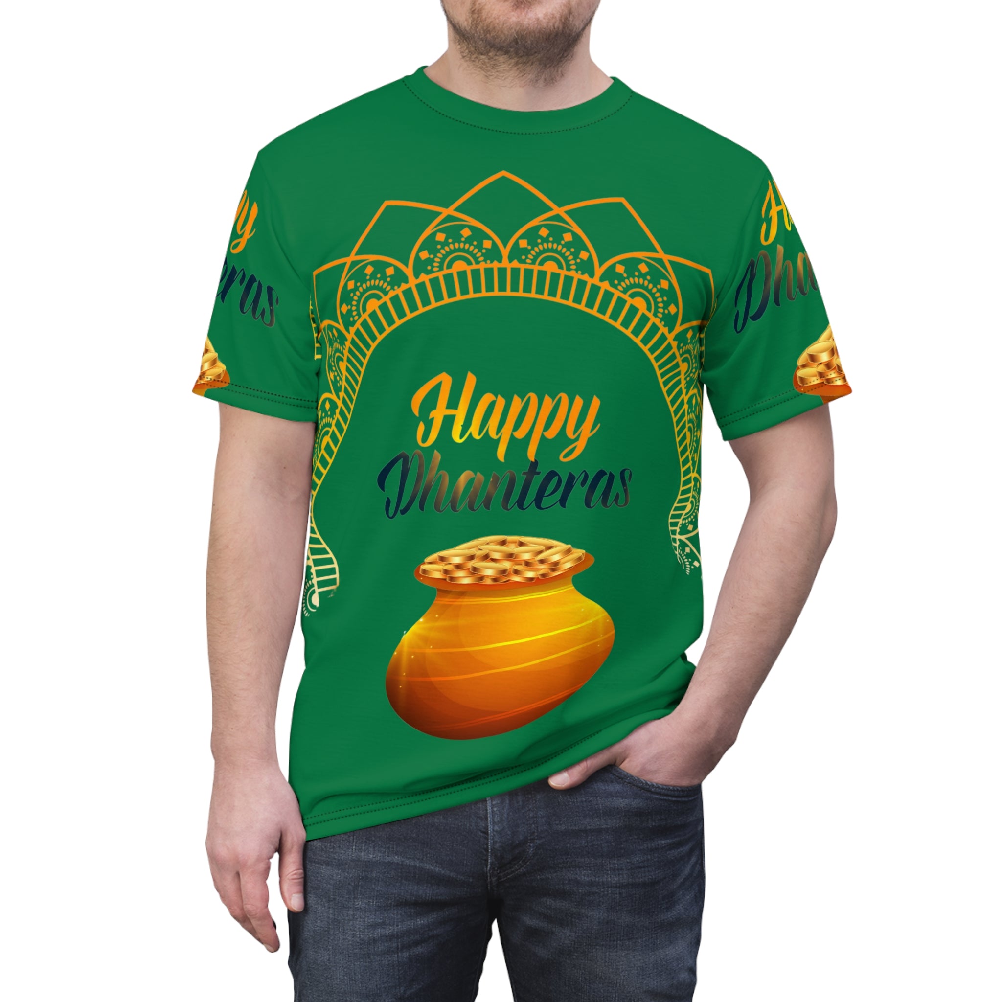 Dhanteras Celebration Tee — "Happy Dhanteras" Pot Design