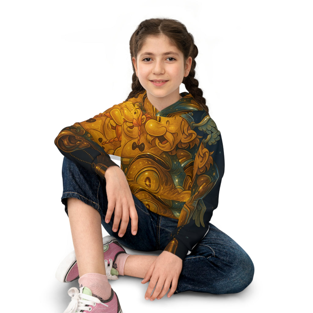 Kids Hoodie — Whimsical Golden Carnival Mask All-Over Print