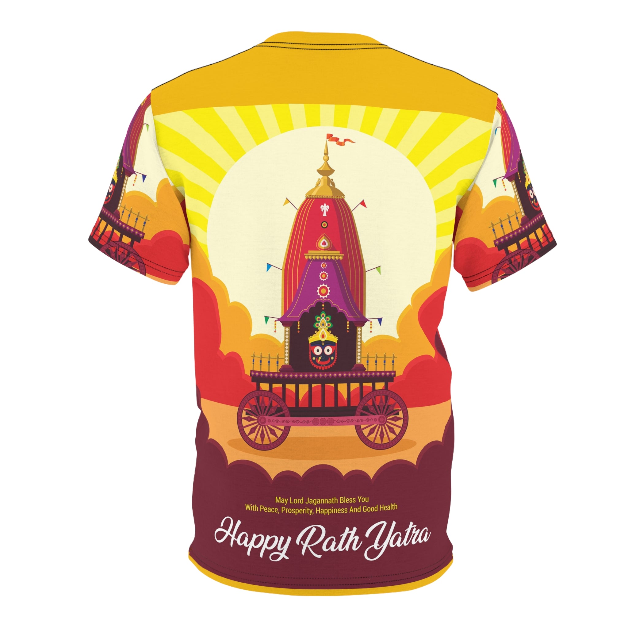 Rath Yatra Festival Tee – "Happy Rath Yatra" All-Over Print