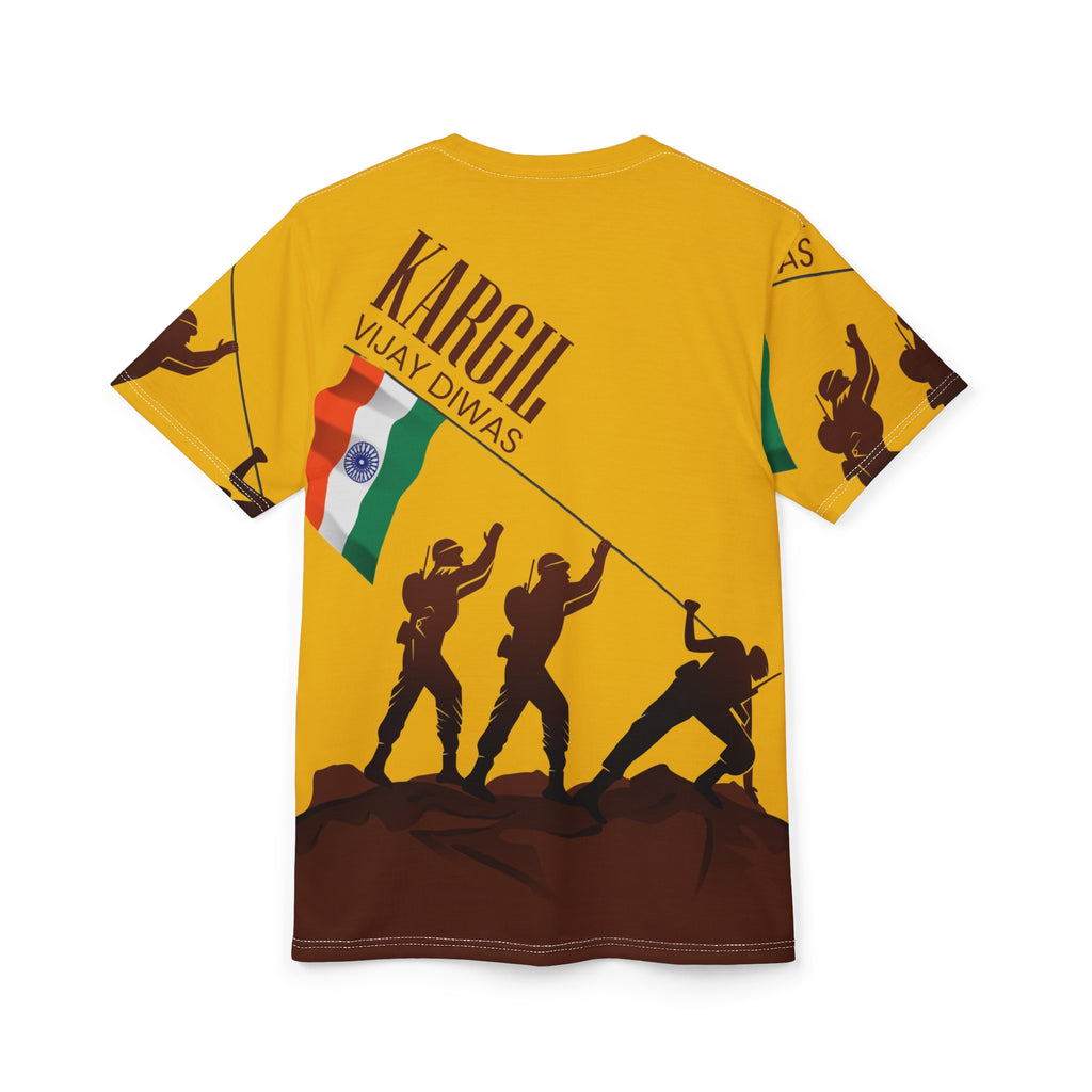 Kargil Vijay Diwas Tribute Tee — Indian Flag Soldiers All-Over Print