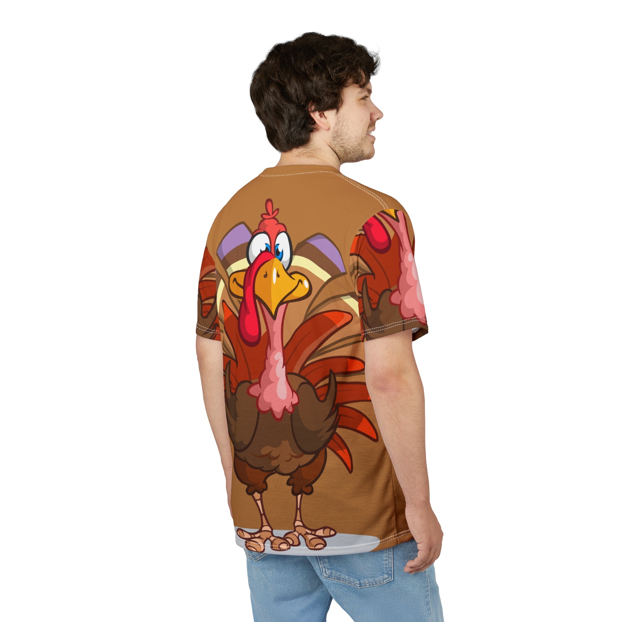 Turkey Cartoon All-Over Print Tee — Funny Thanksgiving Turkey Shirt