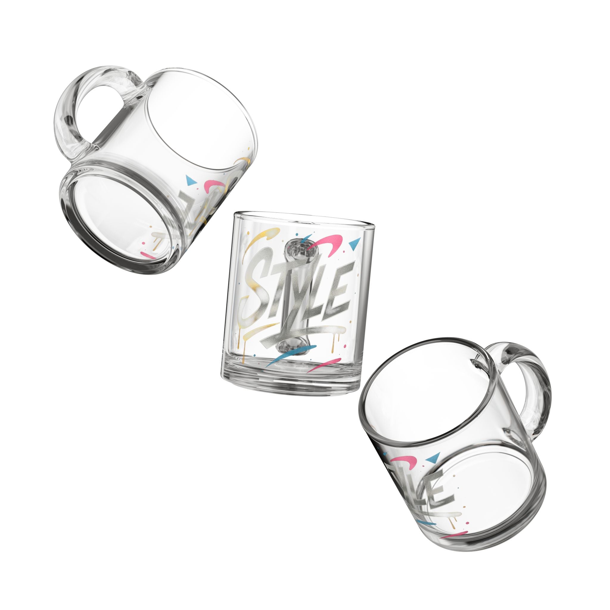 Style Glass Mug — Retro Color Splash 10oz Coffee & Tea Cup