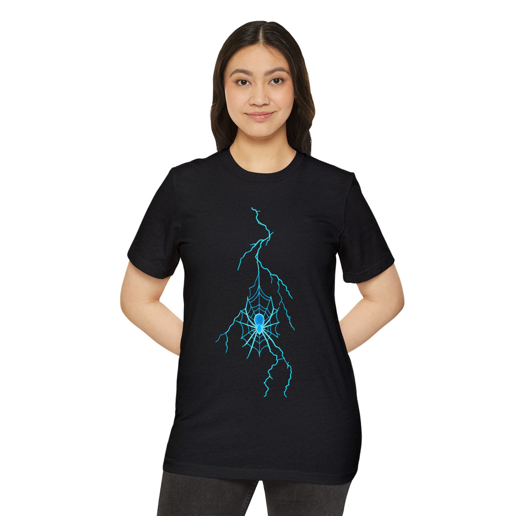 Electric Spiderweb T-Shirt — Neon Lightning Goth Graphic Tee